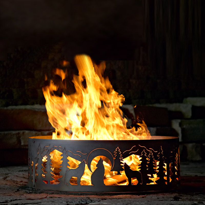 Wolves Steel Wood Burning Fire Ring