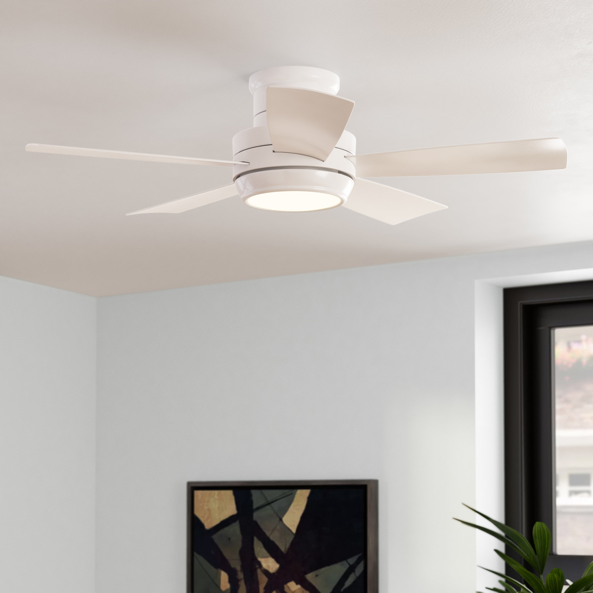 Reversible Blade Ceiling Fan Matte White 44 Light Low Profile Hugger Home Decor Ceiling Fans Home Garden Worldenergy Ae