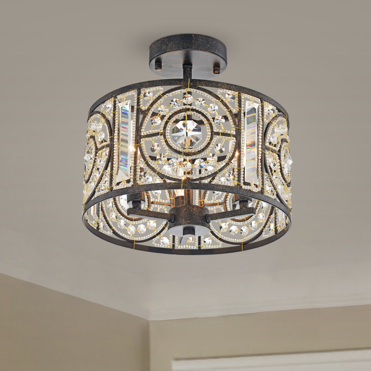 fleur de lis living sisneros 3 light 12 chandelier style drum semi flush mount reviews wayfair