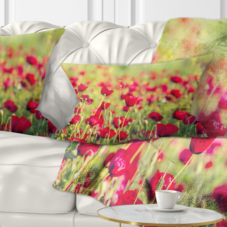 East Urban Home Beautiful Poppy Flowers Background Lumbar Pillow Wayfair