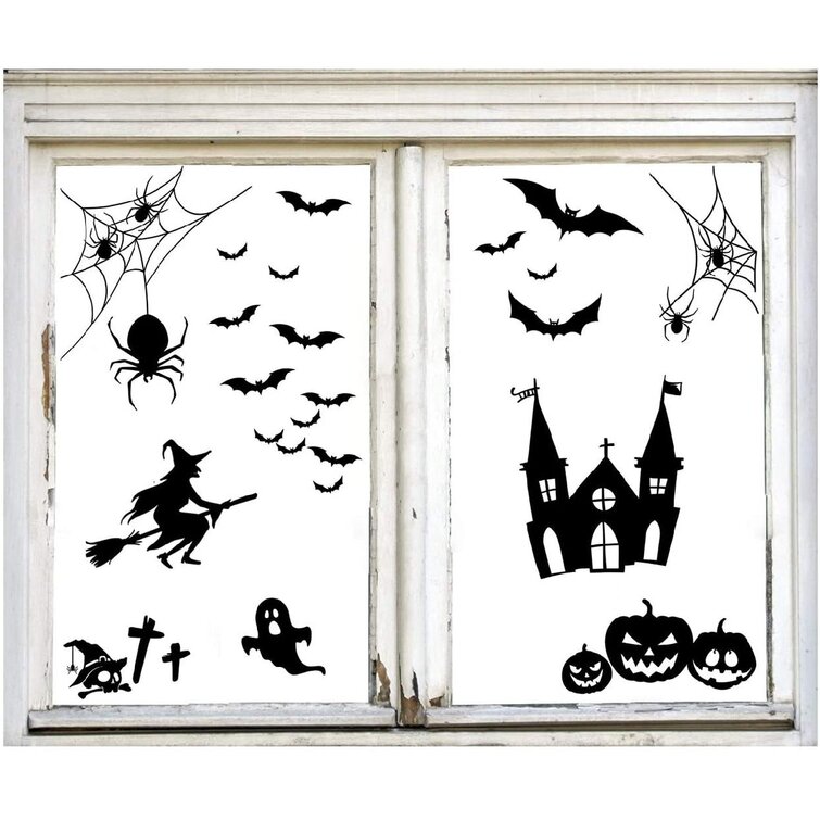 Set of 2 Creepy Ghosts Window Mural Reusable Halloween Decor 
