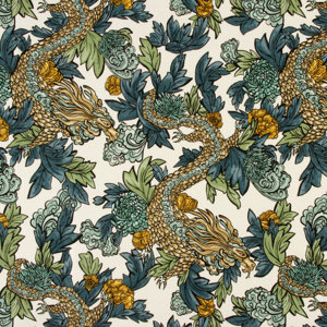 Ming Dragon Fabric - Midnight