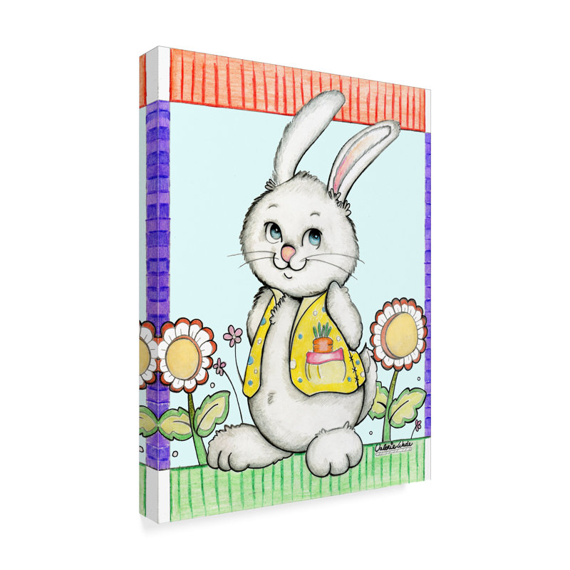 Trademark Art Bunny In Yellow Acrylic Painting Print On Wrapped