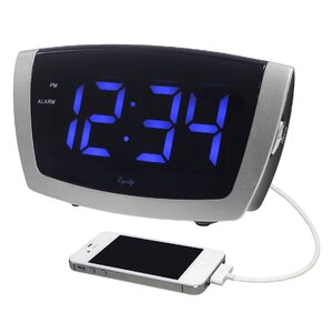 LED Blue Digit USB Alarm Clock