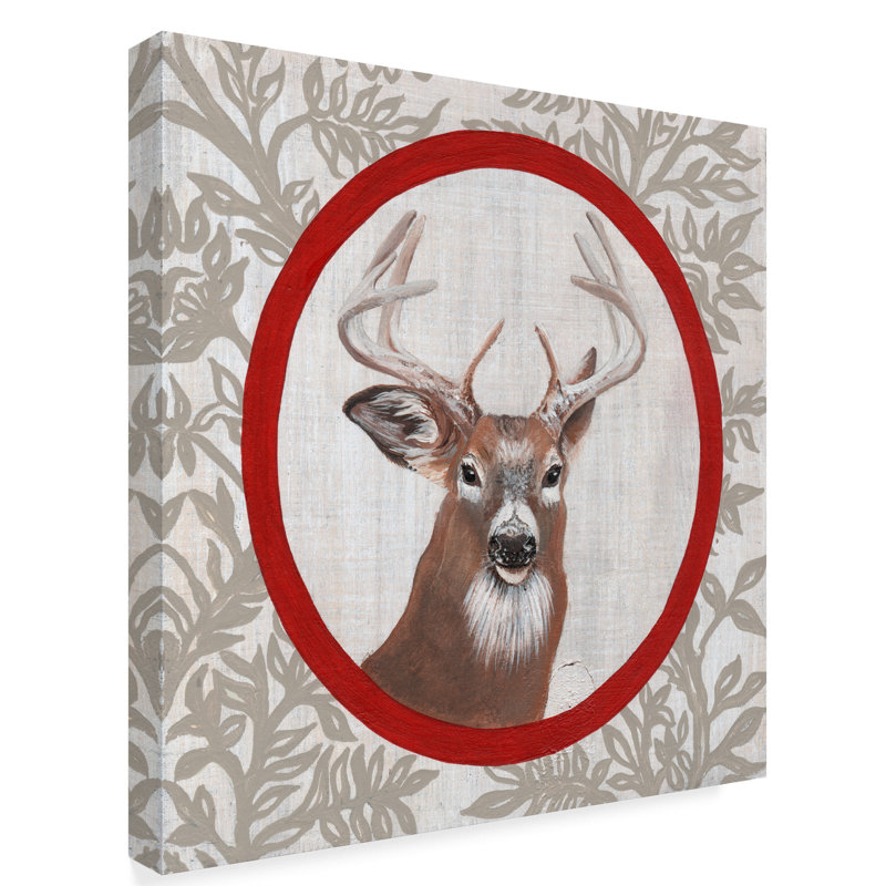 Trademark Art Deer Portrait Red Acrylic Painting Print On