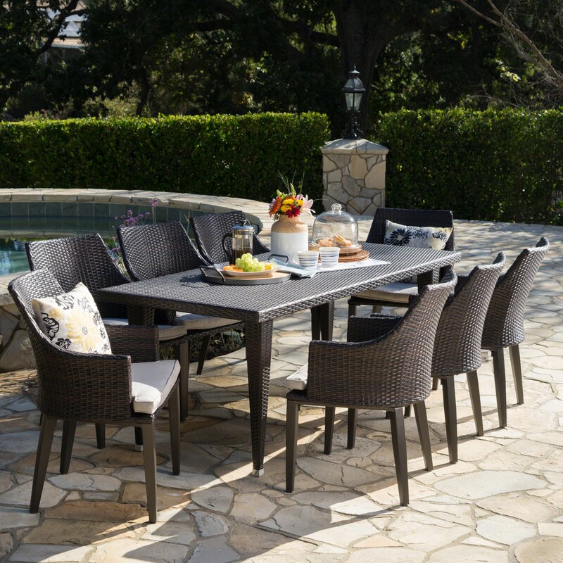 Schall 9 Piece Dining Set with Cushions