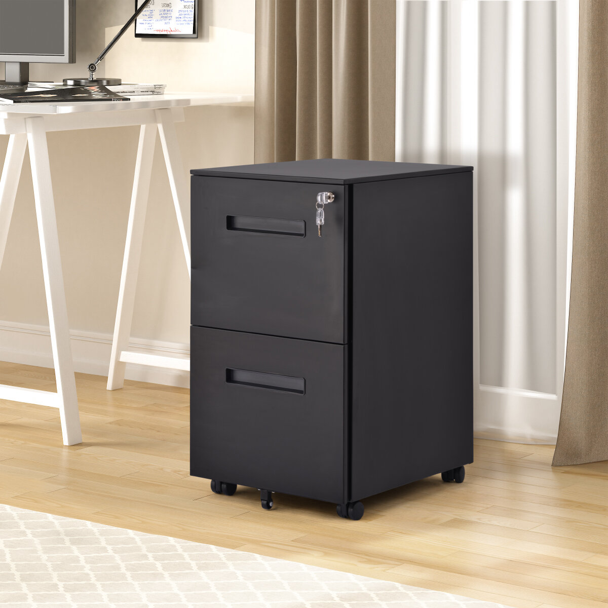 Winston Porter Gunda 2 Drawer Mobile Vertical Filing Cabinet Wayfair