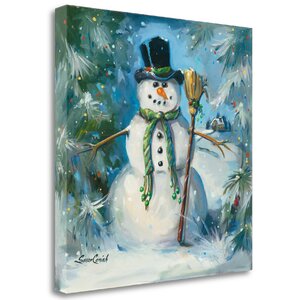 'Sweeping Snowman' Print on Wrapped Canvas