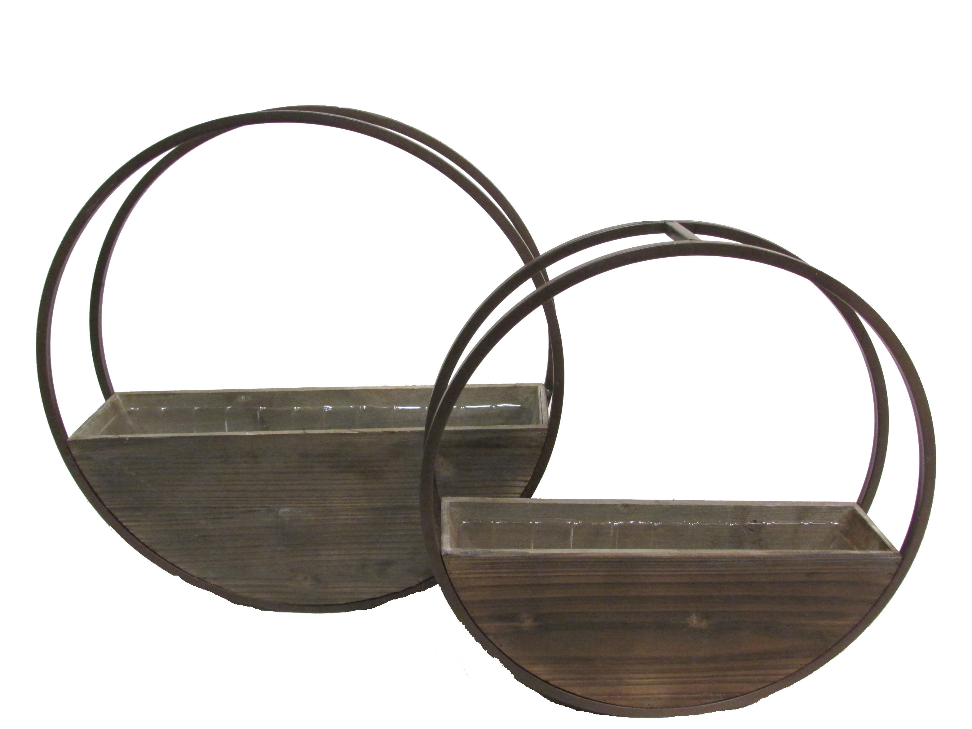 Union Rustic Aarush Round and Metal Framing Wall Hanging 2-Piece Wood ...