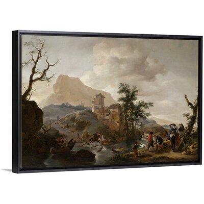 Stag Hunt in a River, C1650-1655 by Philips Wouwerman - Print on Canvas Charlton Home® Format: Black Framed Canvas, Size: 34