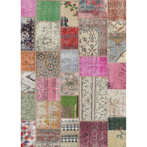 Patchwork Boho Beige/Pink Indoor/Outdoor Area Rug