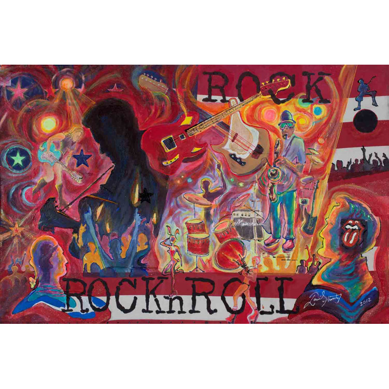 East Urban Home Rock N Roll Acrylic Painting Print On Canvas