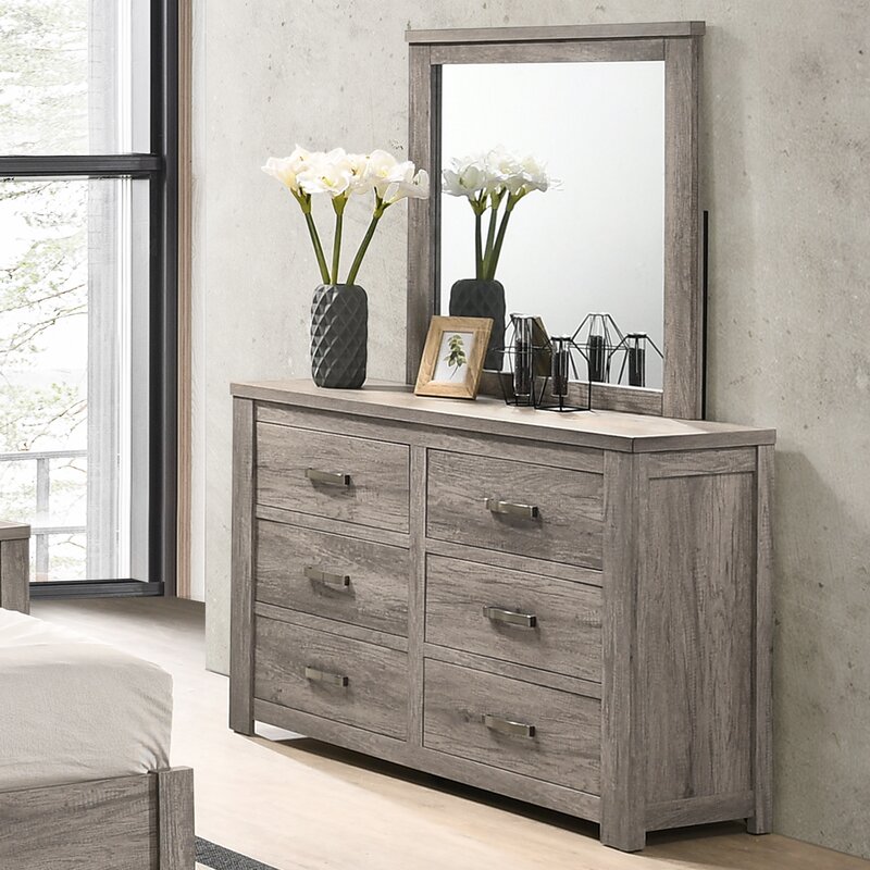 Foundry Select Teme Wood 6 Drawer Double Dresser With Mirror Wayfair