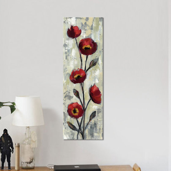 East Urban Home Simple Red Floral Ii Painting Print On Canvas