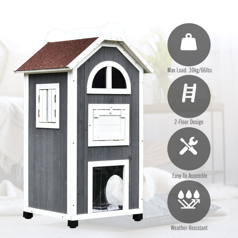 Tucker Murphy Pet Solange 2 Floor Outdoor Cat House Wayfair