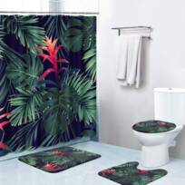 Waterproof Bathroom Shower Curtain Set Toilet Seat Cover Mat Rug Bathroom Decor