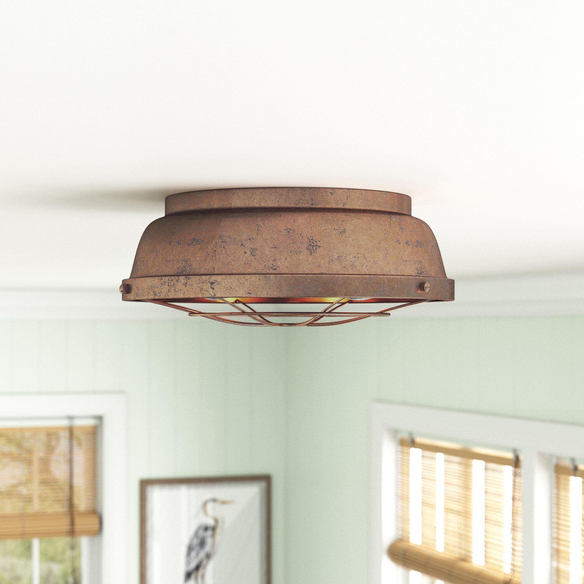 copper flush mount light