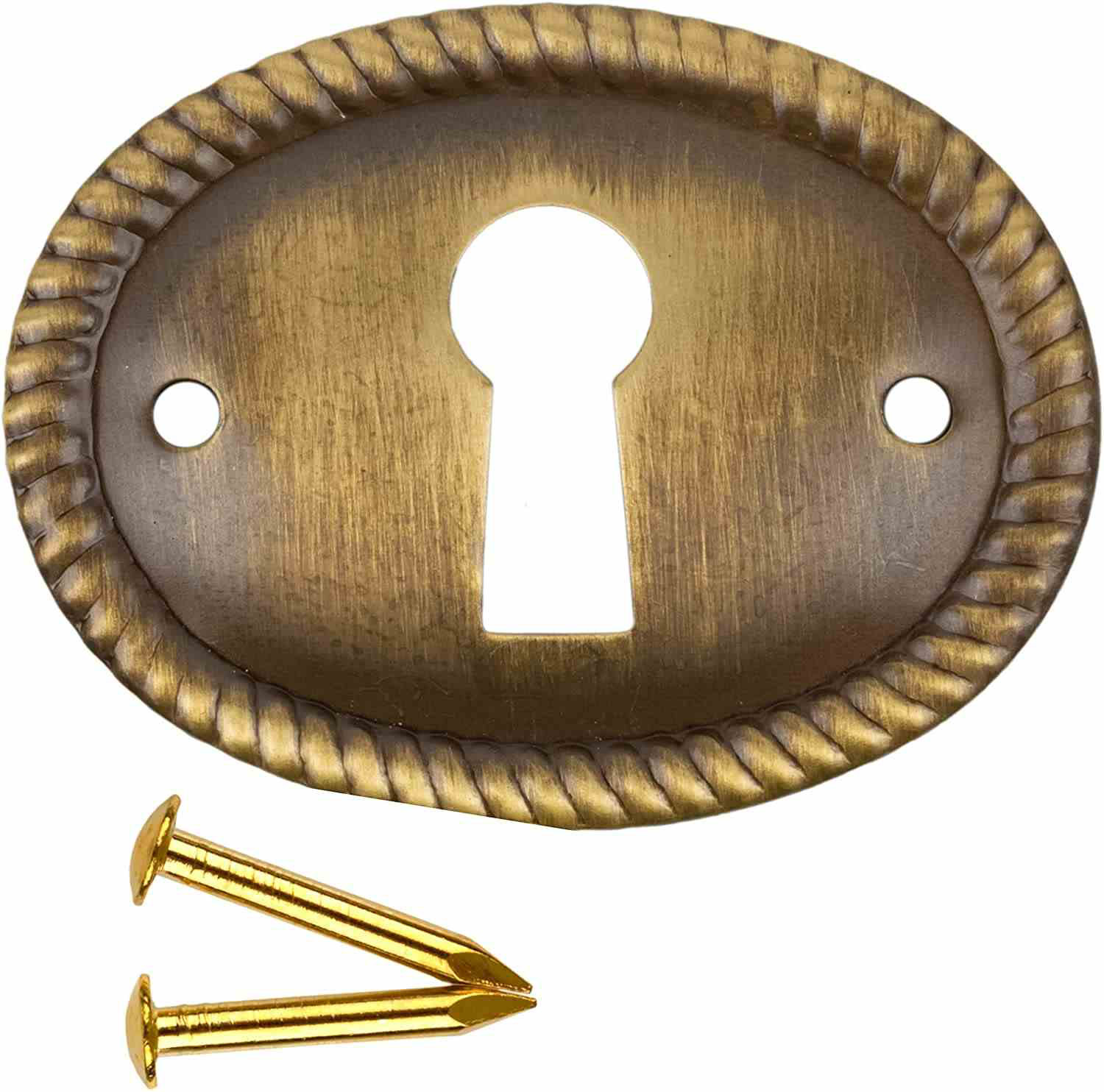 Old Brass Keyhole Escutcheon Plate Round Door Hardware Old  2" Width 
