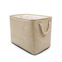 Country Farmhouse Meow Pet Item Storage Bin with Faux Leather Handles