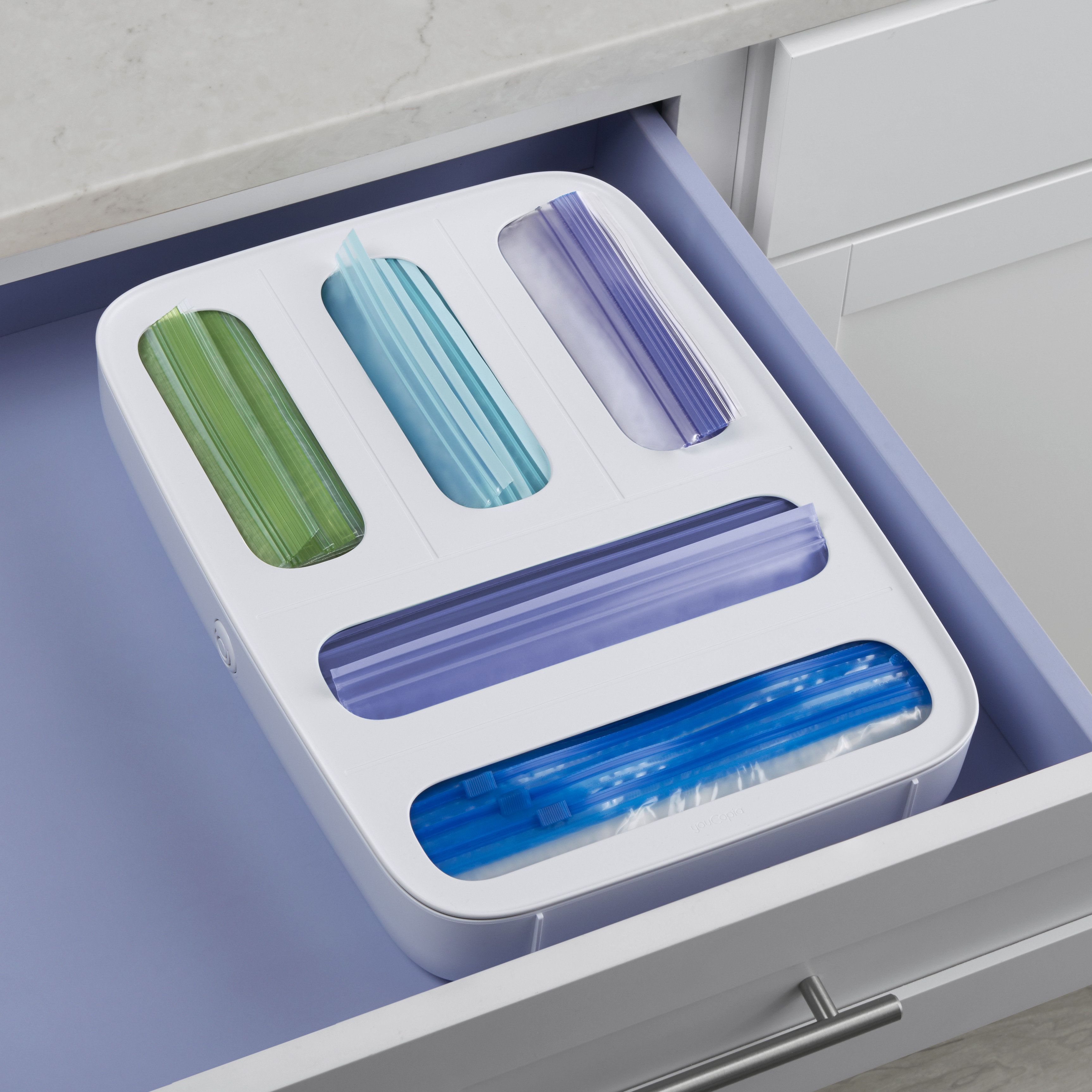 YouCopia StoraBag Drawer Food Bag Dispenser, 5-Slot, Plastic Sandwich ...