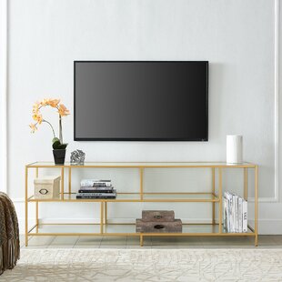 Konsolentisch Tv-Tisch Regal Fernsehtisch Holz Glas Gold 