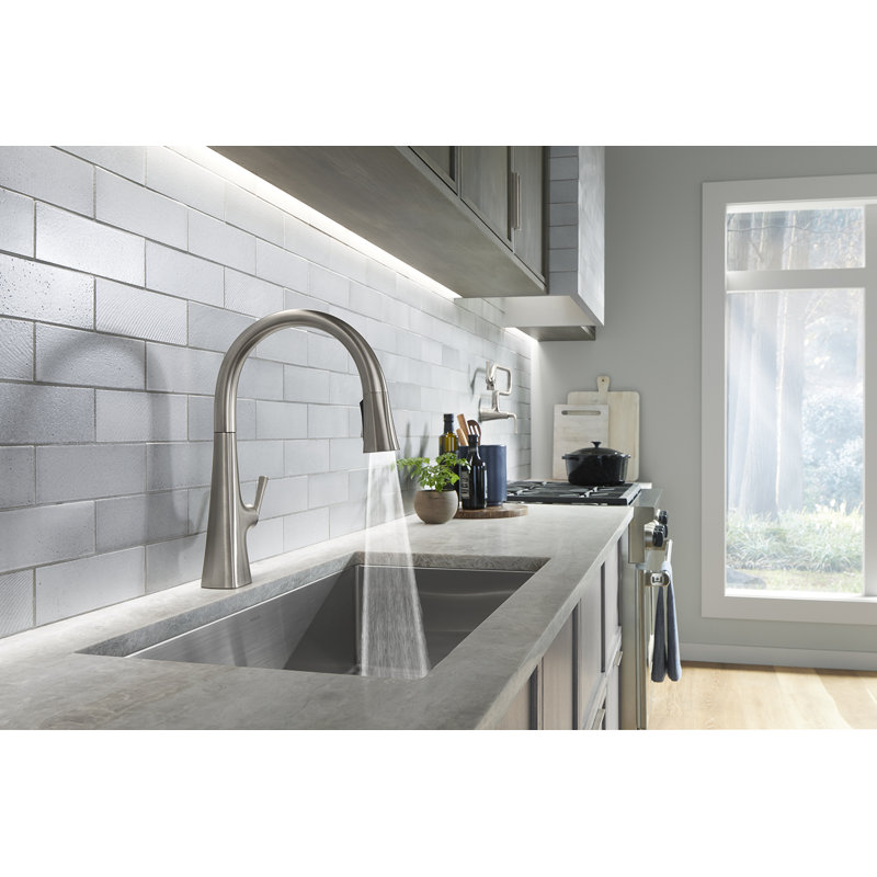 Kohler Graze Touchless Pull Down Kitchen Sink Faucet With Three Function Sprayhead Reviews Wayfair
