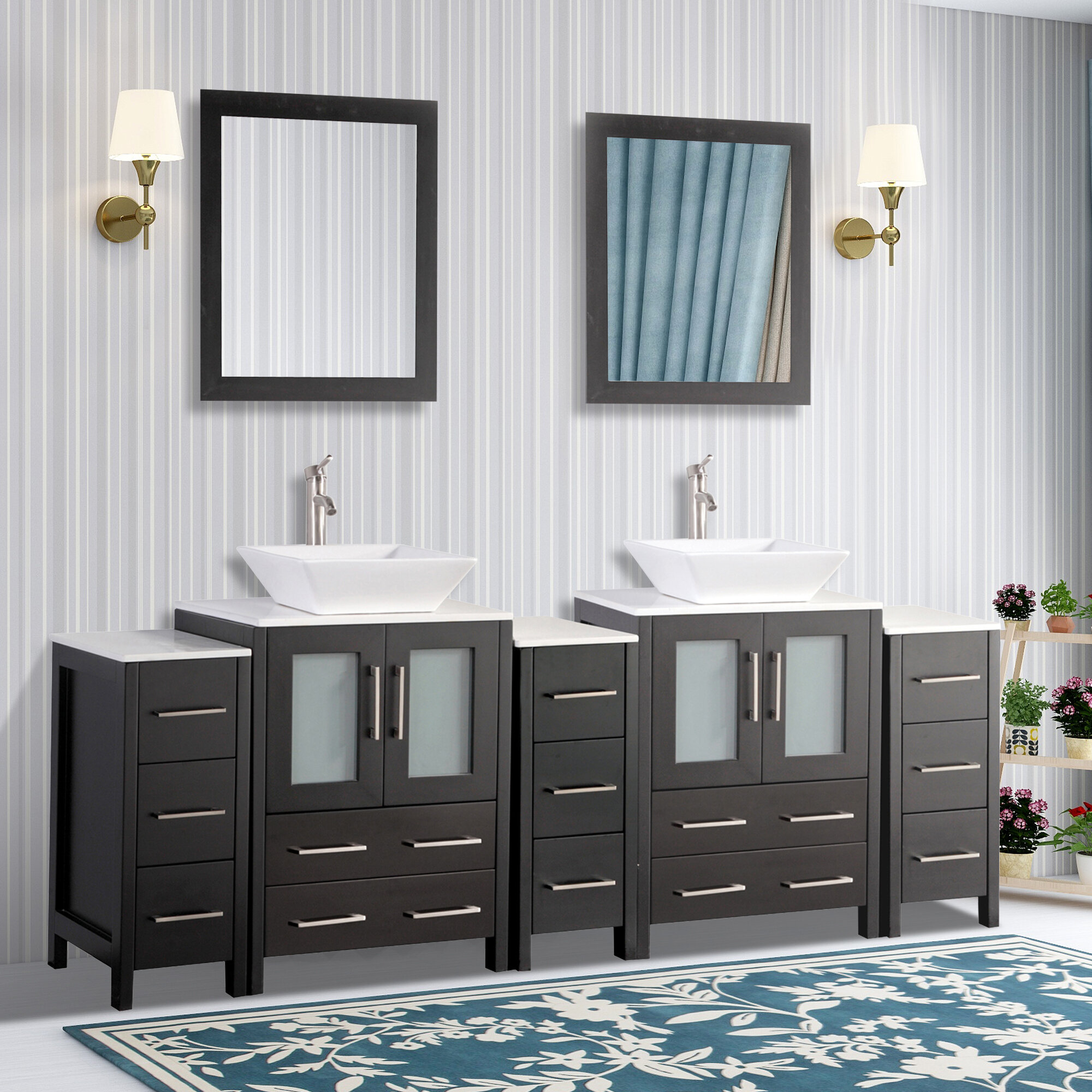 Brayden Studio Melbourne 84 Double Bathroom Vanity Set With Mirror Wayfair