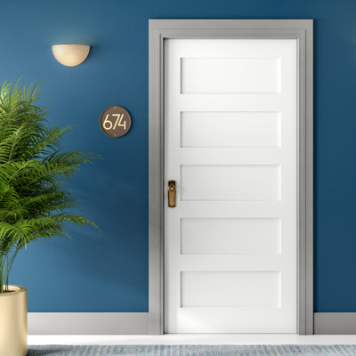 Paneled Solid Wood Primed Shaker Standard Door 30" x 80"