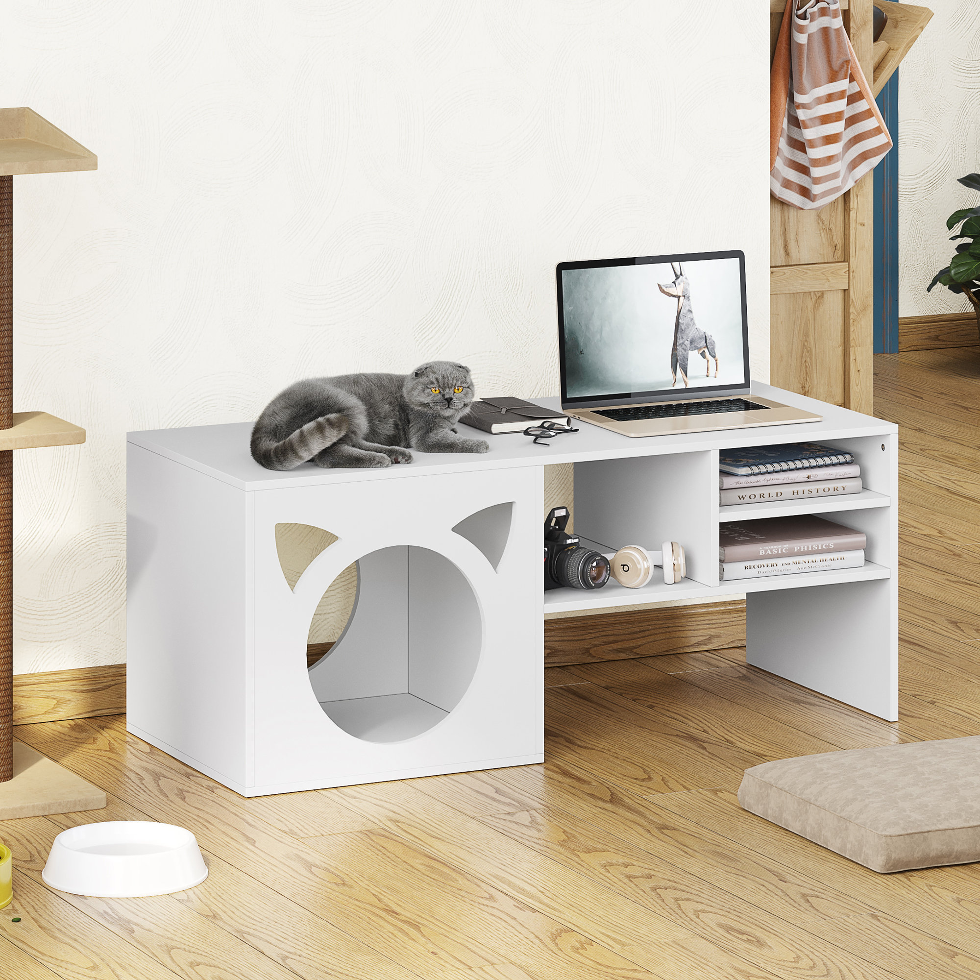 Tucker Murphy Pet™ Cheon Coffee Table With Cat Houses Wayfair