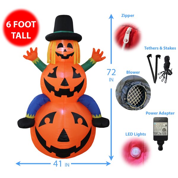 The Holiday Aisle® Halloween Scarecrow Inflatable on Pumpkins & Reviews ...