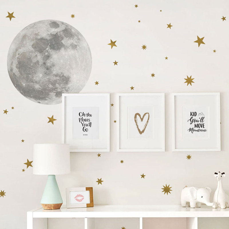 moon and stars wall decal
