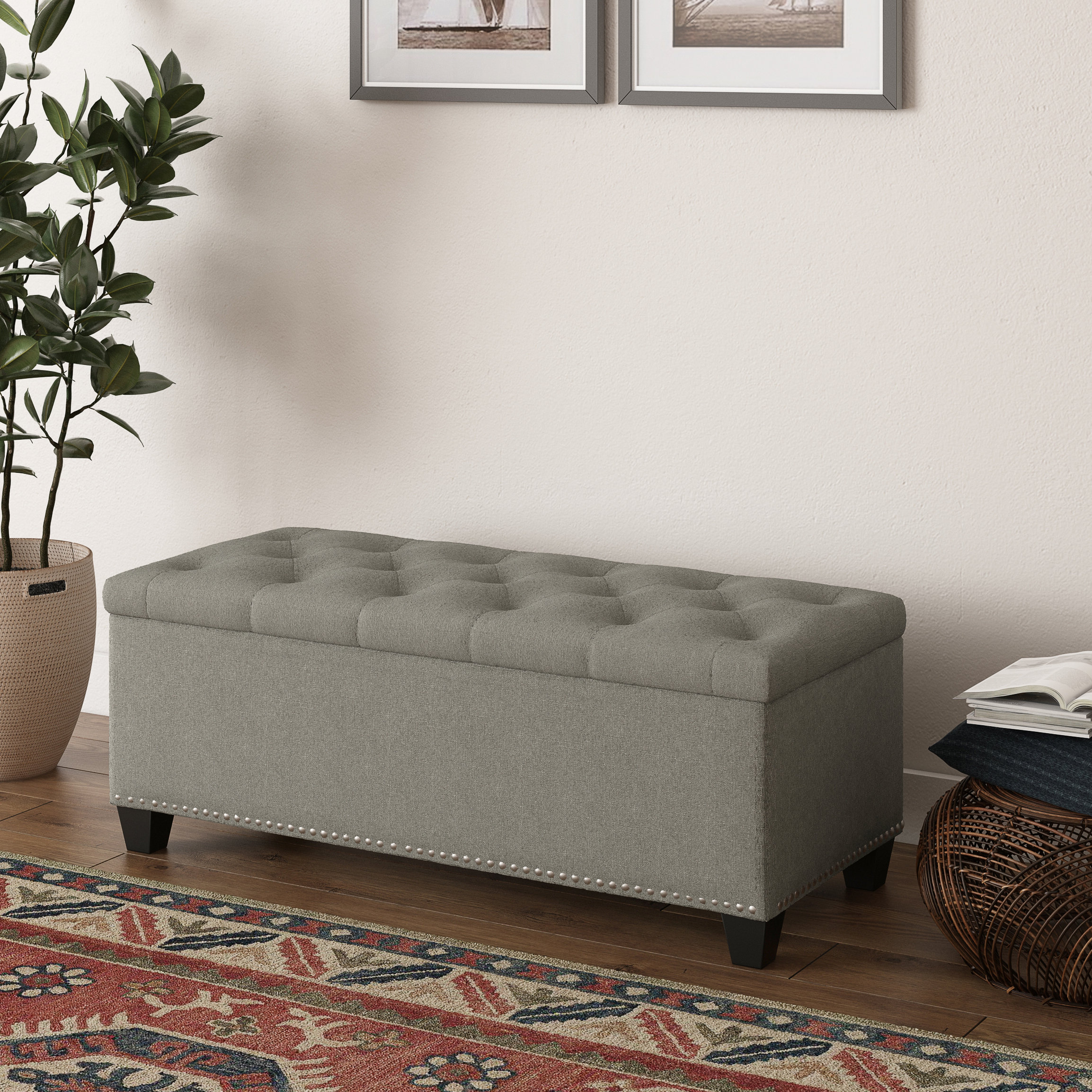 Steubenville 48” Wide Tufted Rectangle Storage Ottoman with Storage