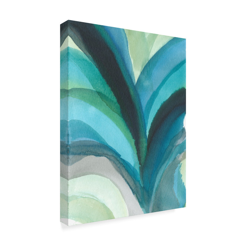 Ebern Designs Big Blue Leaf I Watercolor Painting Print On