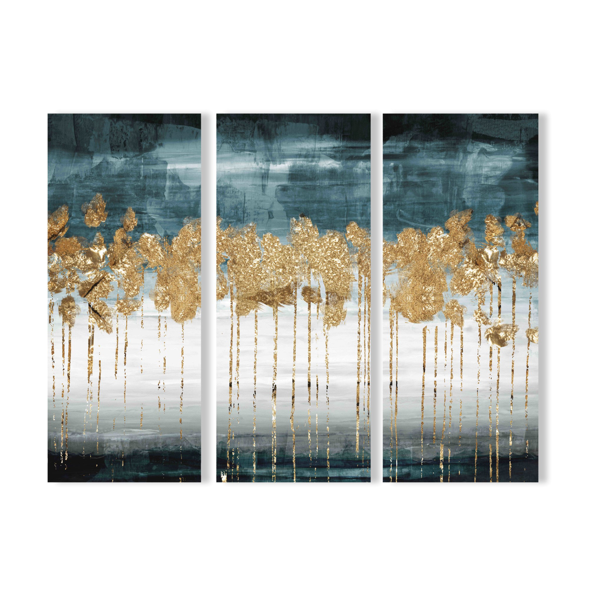 East Urban Home Meadow Gold Triptych By Oliver Gal 3 Piece Wrapped Canvas Graphic Art Print Set Wayfair Co Uk