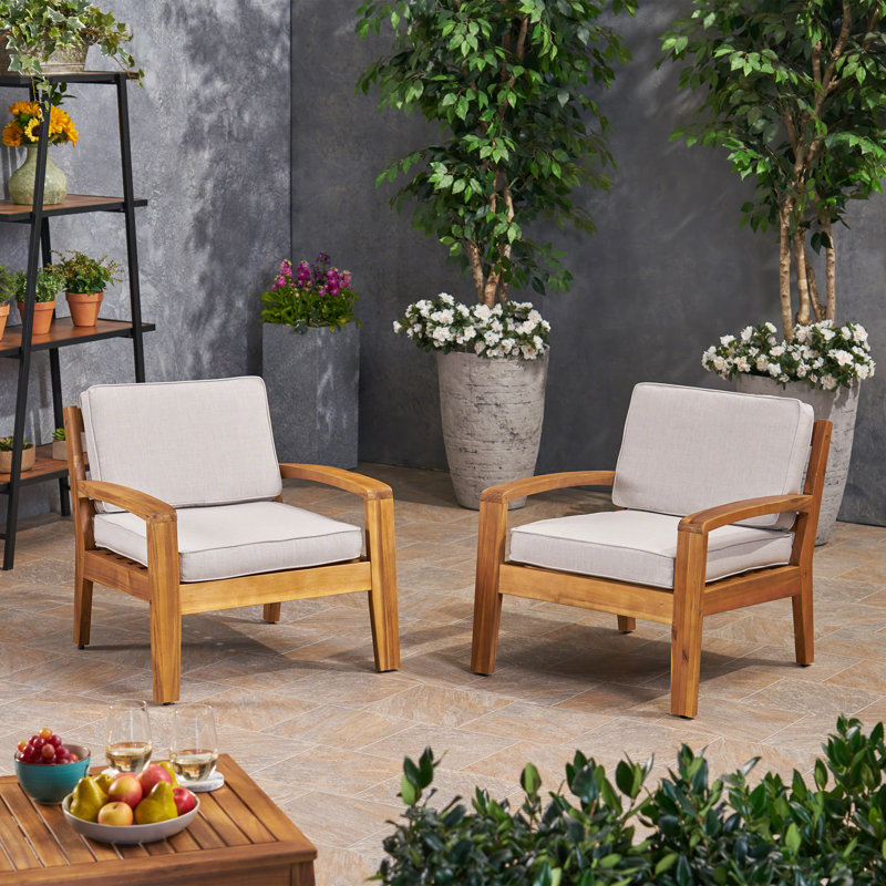 Rosecliff Heights Holly Springs Patio Acacia Wood Chair With Acacia Wood Patio Chair