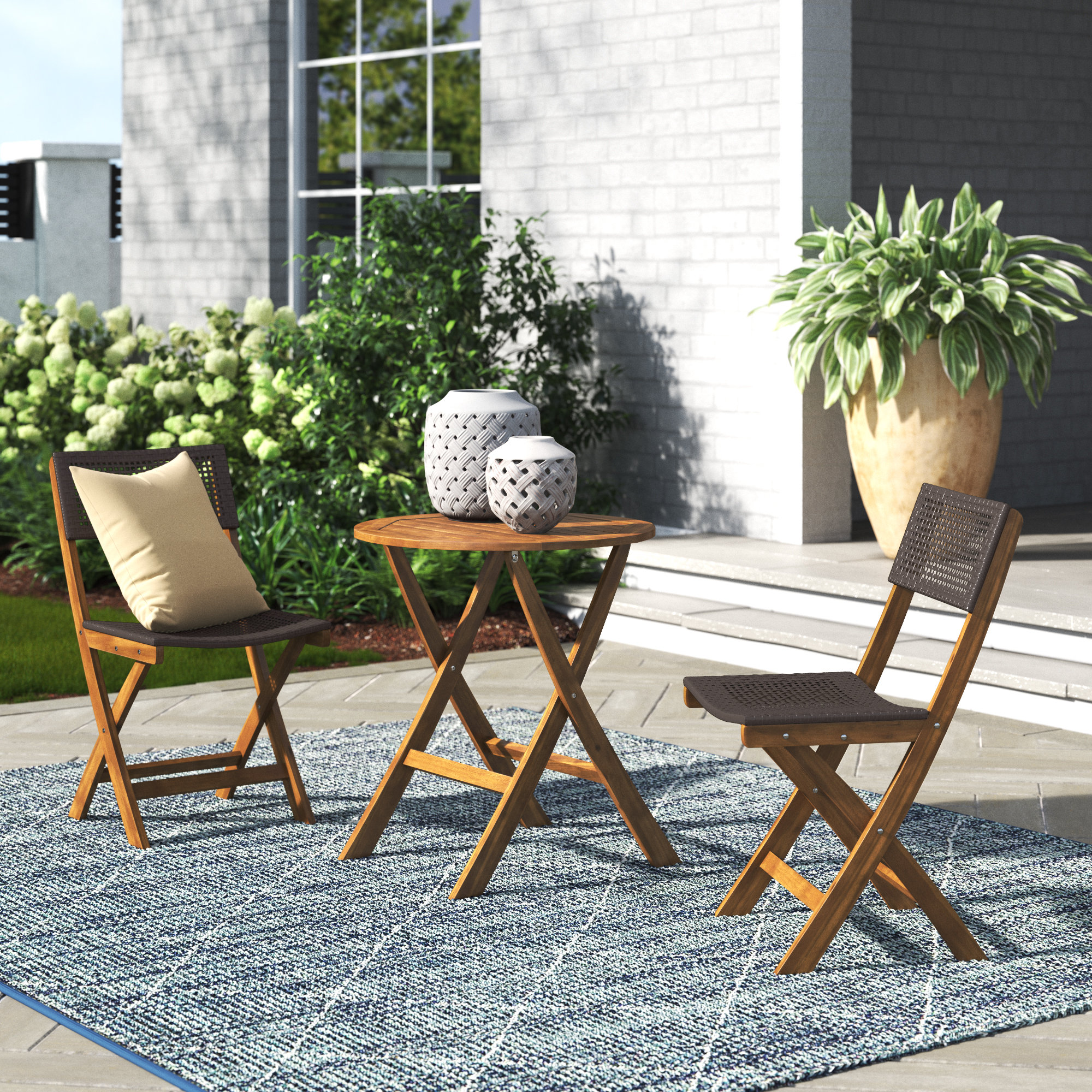 Philo Outdoor Wicker Foldable 3 Piece Bistro Set Reviews Joss Philo Outdoor Wicker Foldable 3 Piece