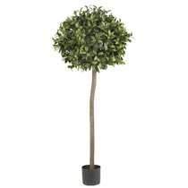 Nearly Natural 40in Sweet Bay Cone Topiary Artificial Decorative Brown Urn Silk Trees Green 
