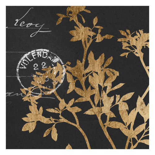 Golden Leaves on Mocha II 2.4m x 2.4m Textured Matt Peel & Stick Wall Mural East Urban Home
