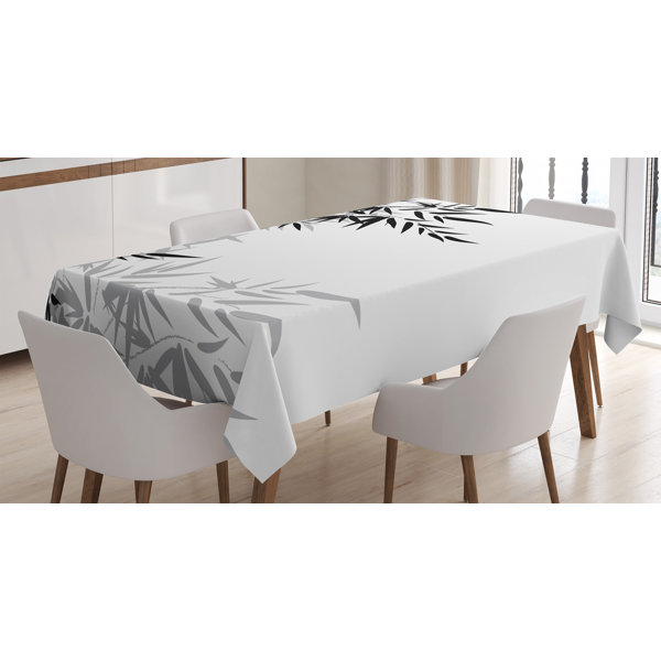 East Urban Home Ambesonne Rayon From Bamboo Tablecloth Rayon From Bamboo Leaves On Clear Simple Background Life Illustration Rectangular Table Cover For Dining Room Kitchen Decor 60 X 90 Black And White