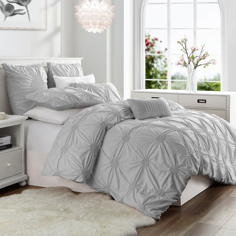 Ruched Pintuck Duvet Cover Bedding With Pillow Cases Luxury Bed