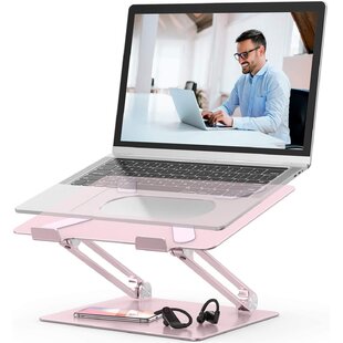 with Cable Hole Ergonomic Laptop Stand Universal Portable Hollow Radiating Aluminum Laptop Desktop Stand for Laptops Under 15 inch 