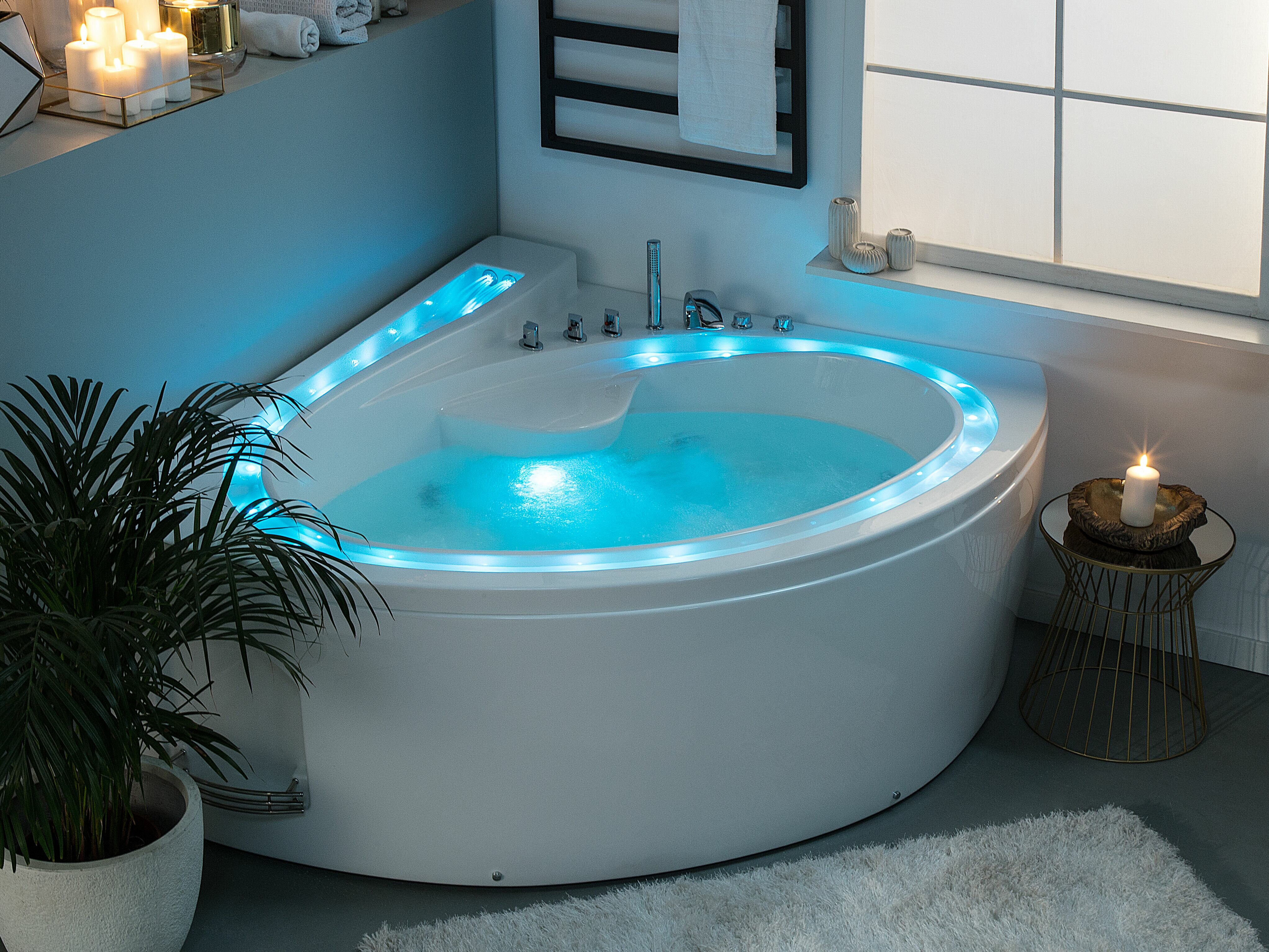 Belfry Bathroom Pelican Turrella 206mm x 164mm Back to Wall Whirlpool  Bathtub with 9 Jets | Wayfair.co.uk