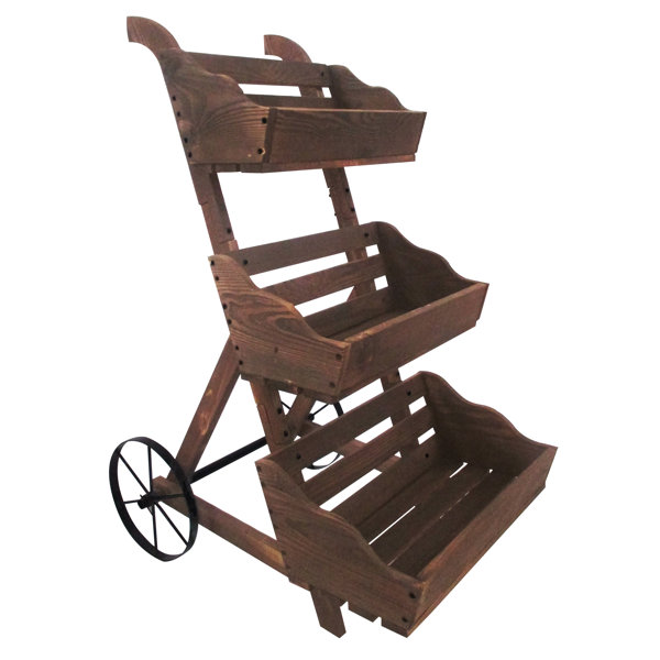 Charred 3 Tiered Wood Wheelbarrow Planter Reviews Joss Main