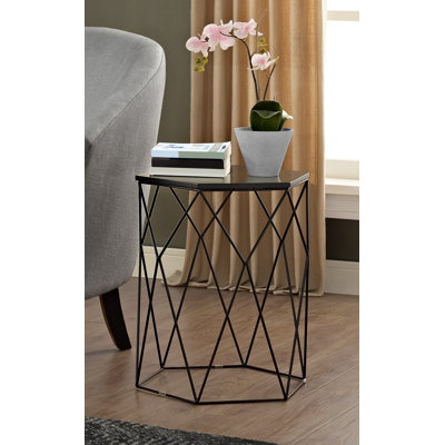 Adore Decor Modern Element Geometric Side Table, Hexagon-Shaped Tabletop