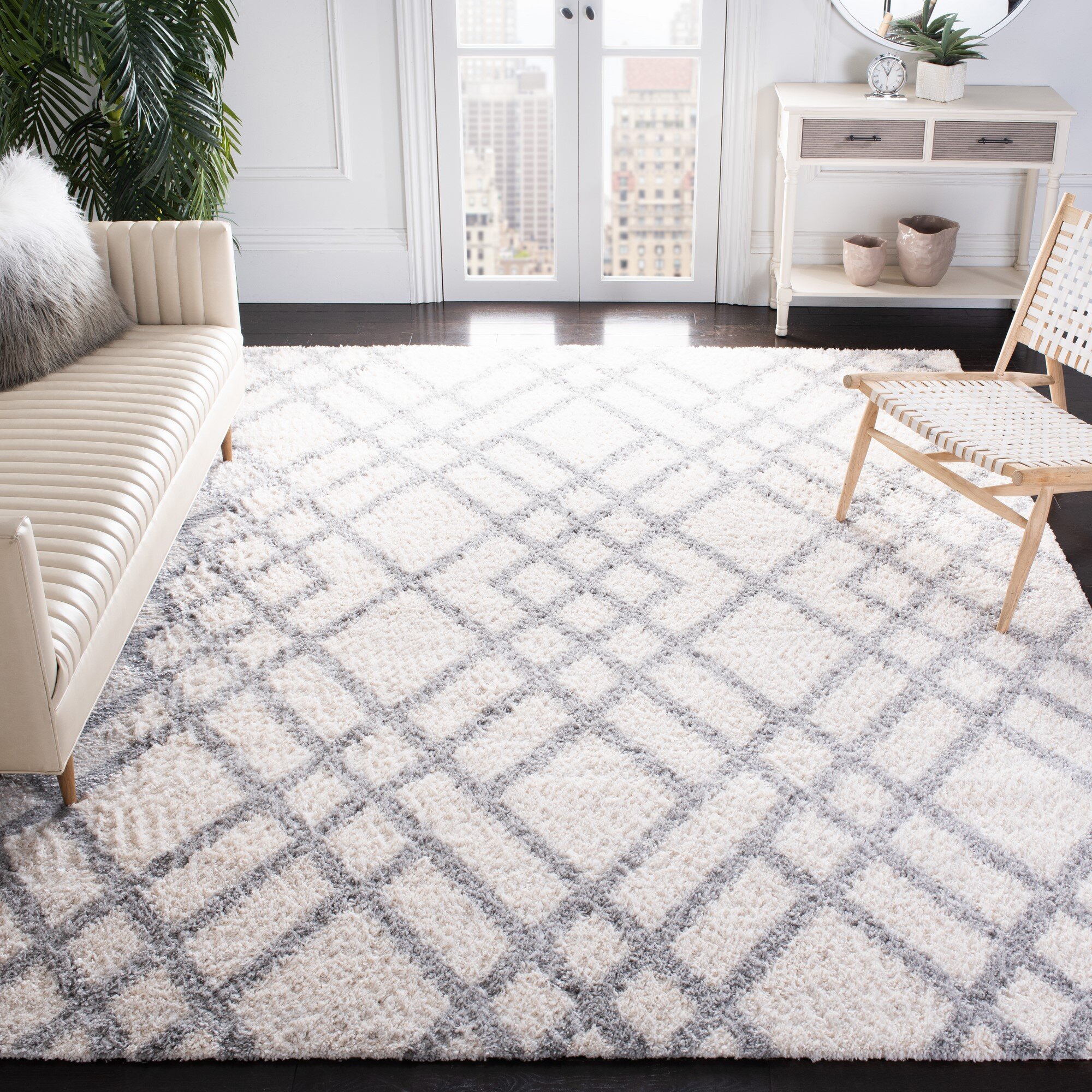 Gracie Oaks Novotny Power Loom Performance Cream/Gray Rug & Reviews ...