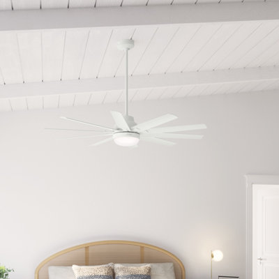 60" Overton 10 - Blade Outdoor Standard Ceiling Fan with Wall Control and Light Kit Included