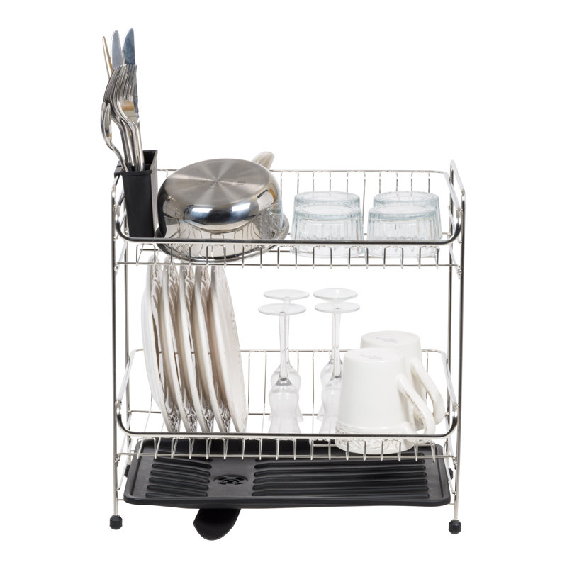 IRIS Stainless Steel 2-Tier Medium-Sized Dish Rack & Reviews | Wayfair
