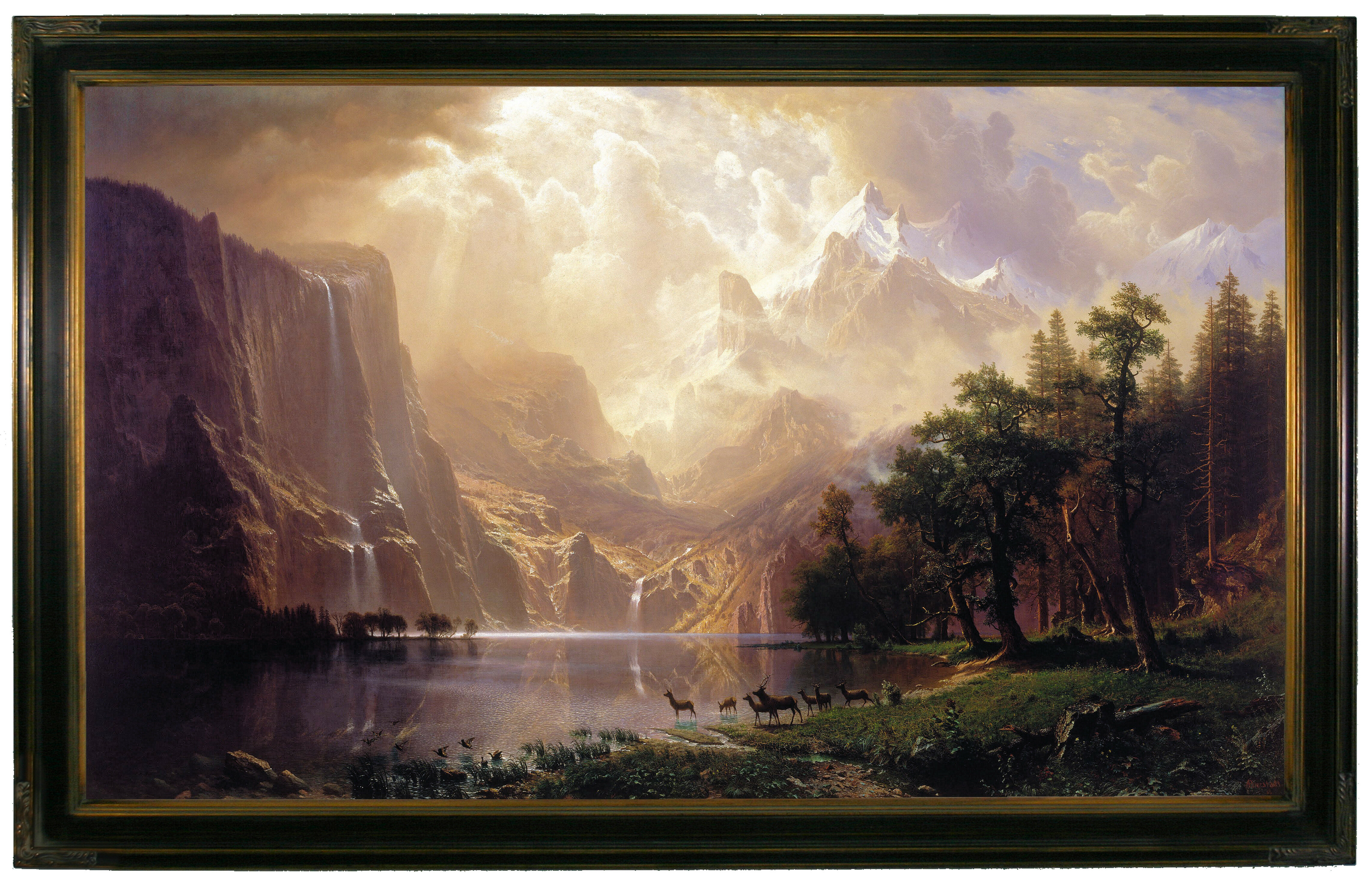 Albert Bierstadt c.1868 Among the Sierra Nevada Mountains Western art Canvas