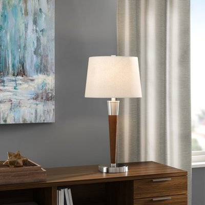 Vanover 30" Brushed Nickel/Walnut Table Lamp Set