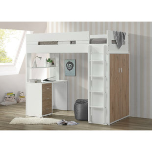 Adne Wooden Twin Loft Bed With Drawers And Desk Shelf Wardrobe Adne Wooden Twin Loft Bed With Drawers And Desk Shelf Wardrobe